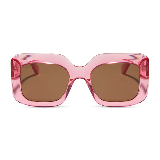 GIADA - CANDY PINK CRYSTAL + BROWN SUNGLASSES