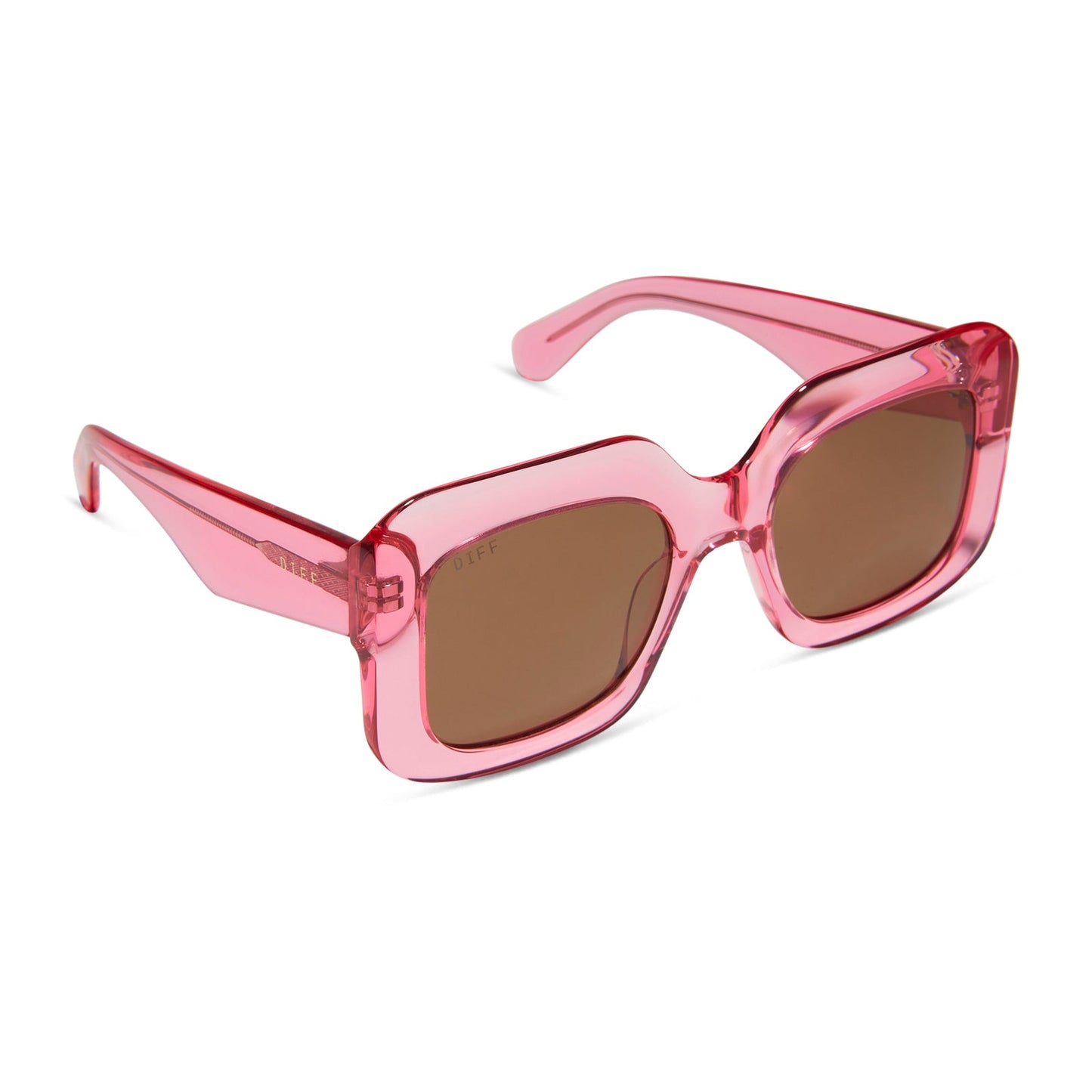 GIADA - CANDY PINK CRYSTAL + BROWN SUNGLASSES