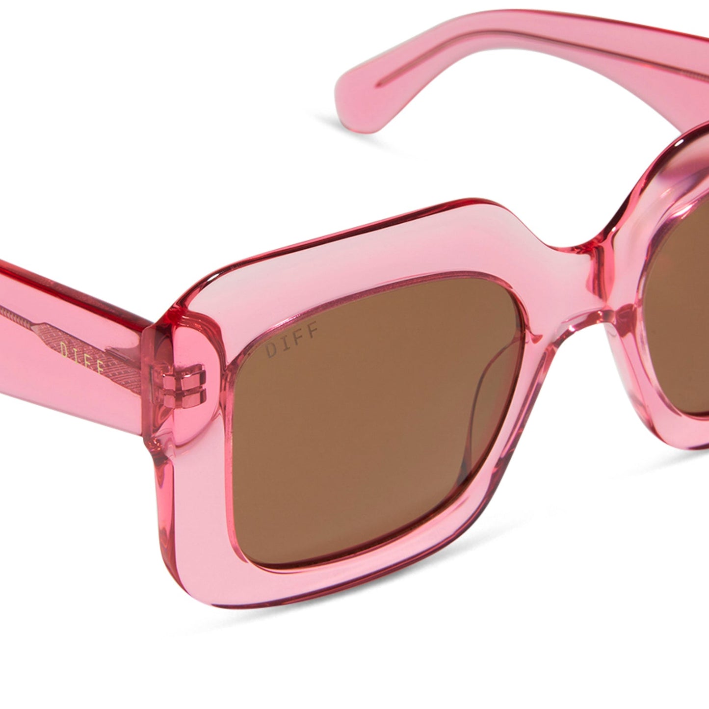 GIADA - CANDY PINK CRYSTAL + BROWN SUNGLASSES