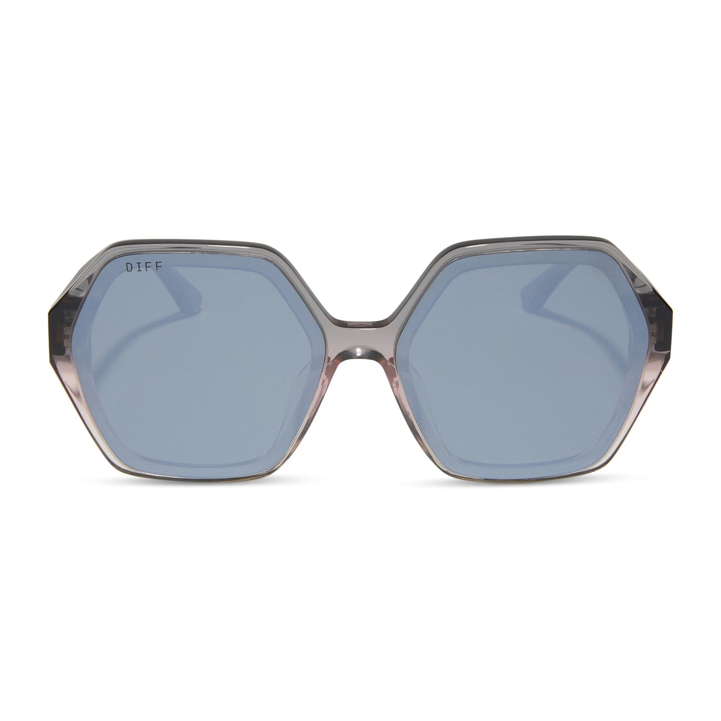 GIGI - SMOKE ROSE CRYSTAL OMBRE + SILVER FLASH SUNGLASSES