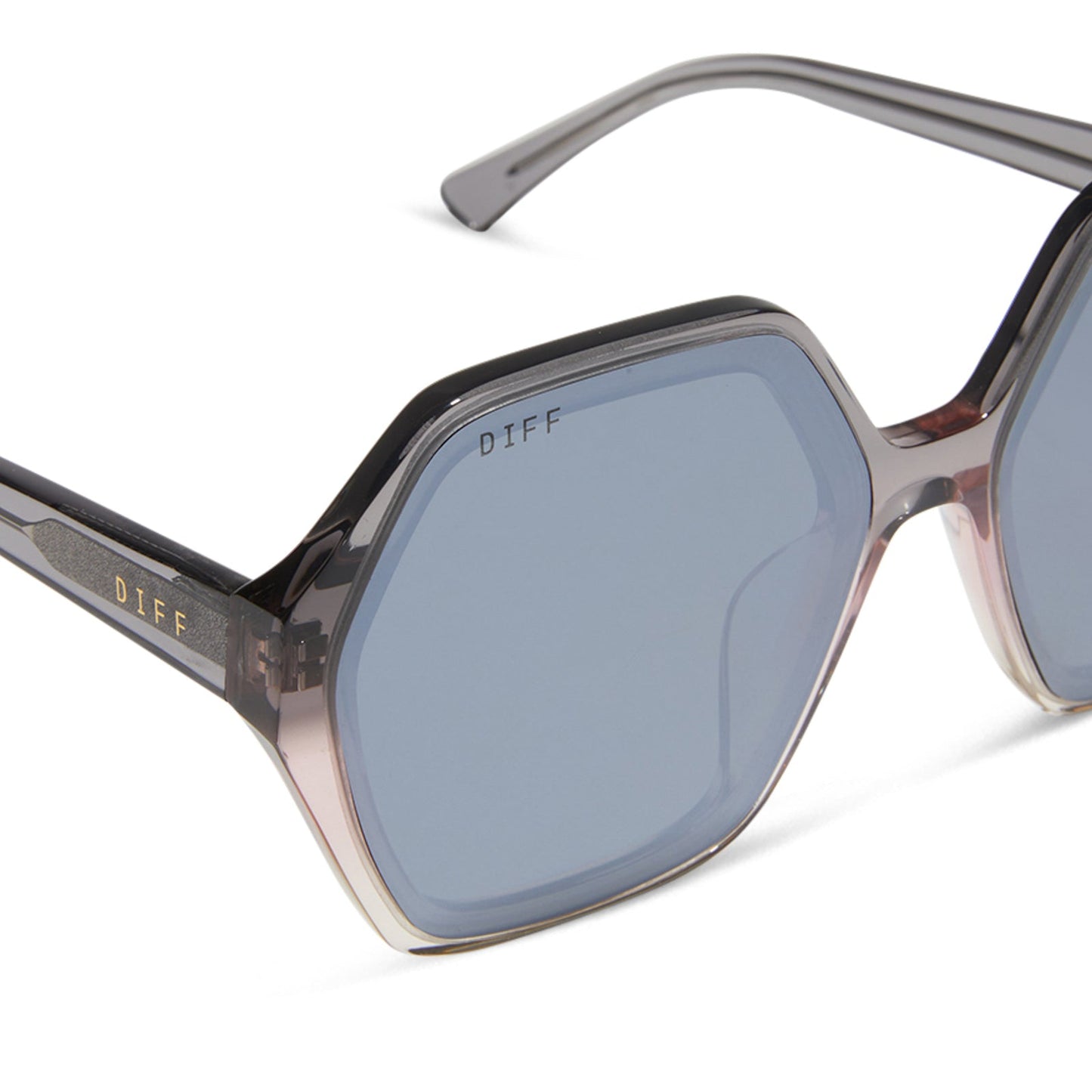 GIGI - SMOKE ROSE CRYSTAL OMBRE + SILVER FLASH SUNGLASSES