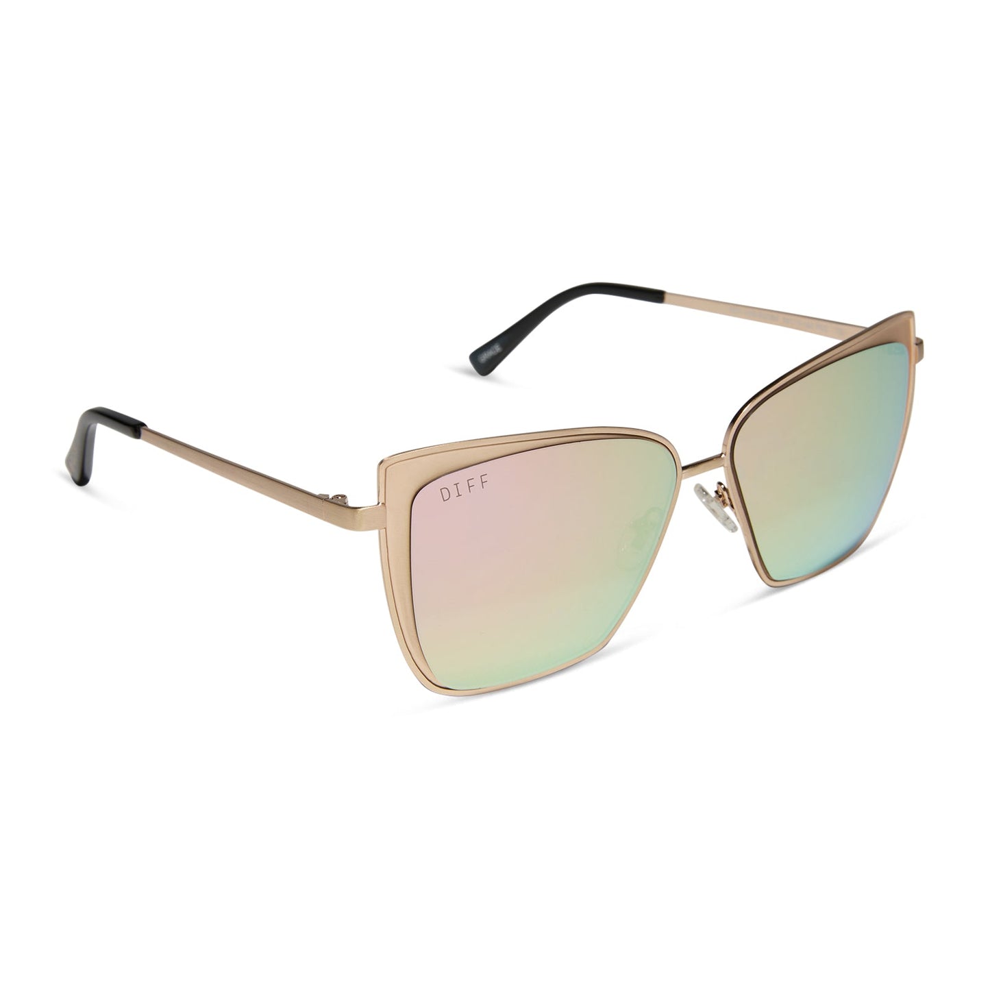 GRACE - BRUSHED GOLD + CHERRY BLOSSOM MIRROR SUNGLASSES