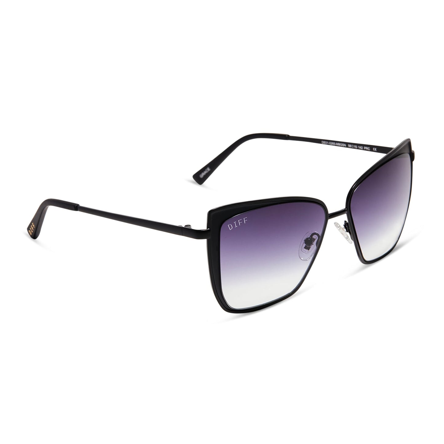 GRACE - MATTE BLACK + GREY GRADIENT SHARP SUNGLASSES