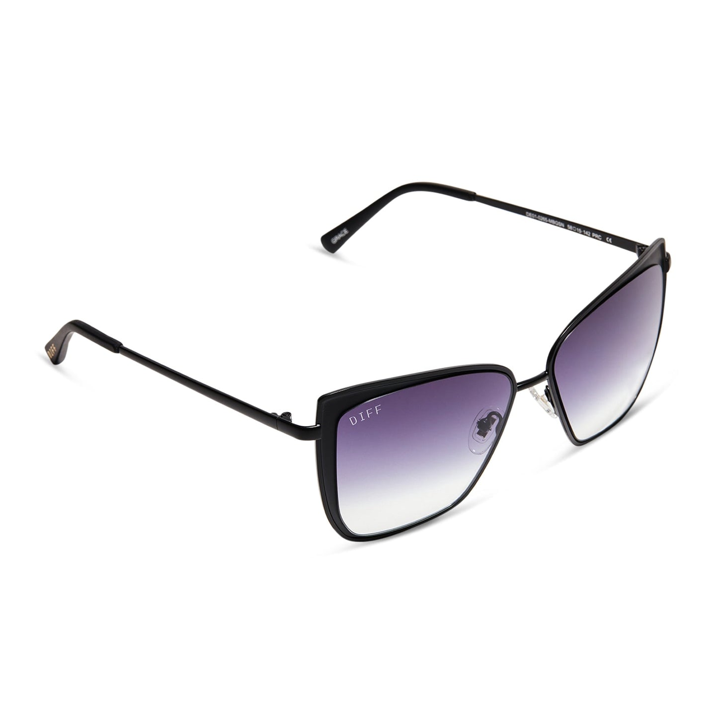 GRACE - MATTE BLACK + GREY GRADIENT SHARP SUNGLASSES