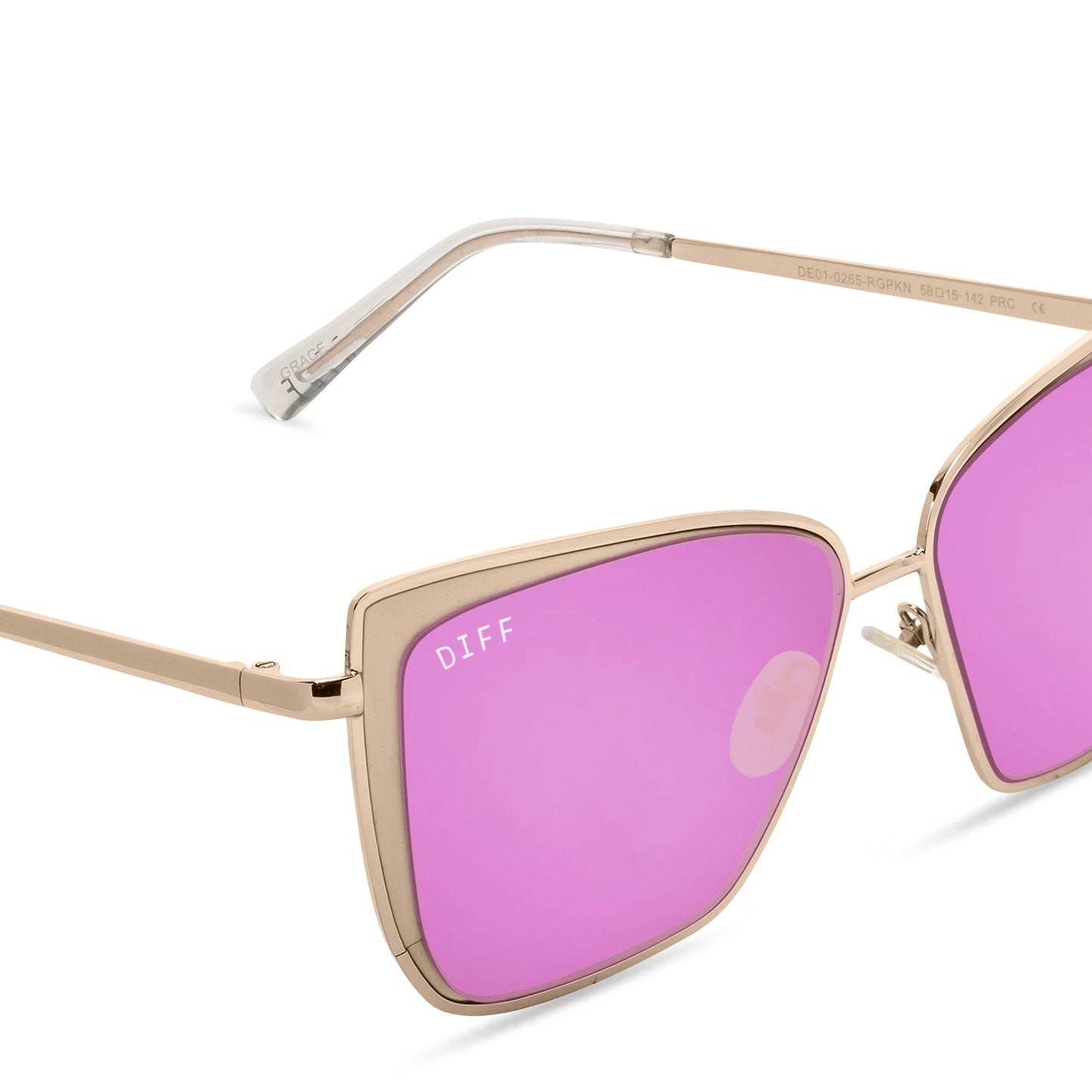 GRACE - ROSE GOLD + PINK MIRROR SUNGLASSES