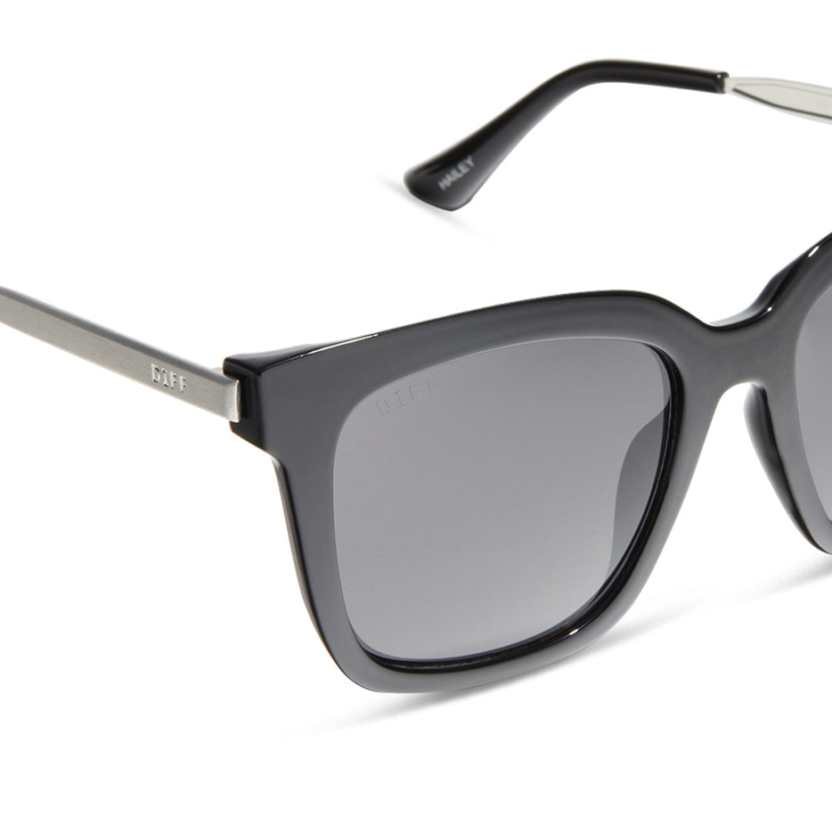 HAILEY - BLACK SILVER + SOLID GREY SUNGLASSES