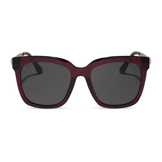 HAILEY - BURGUNDY CRYSTAL + GREY SUNGLASSES