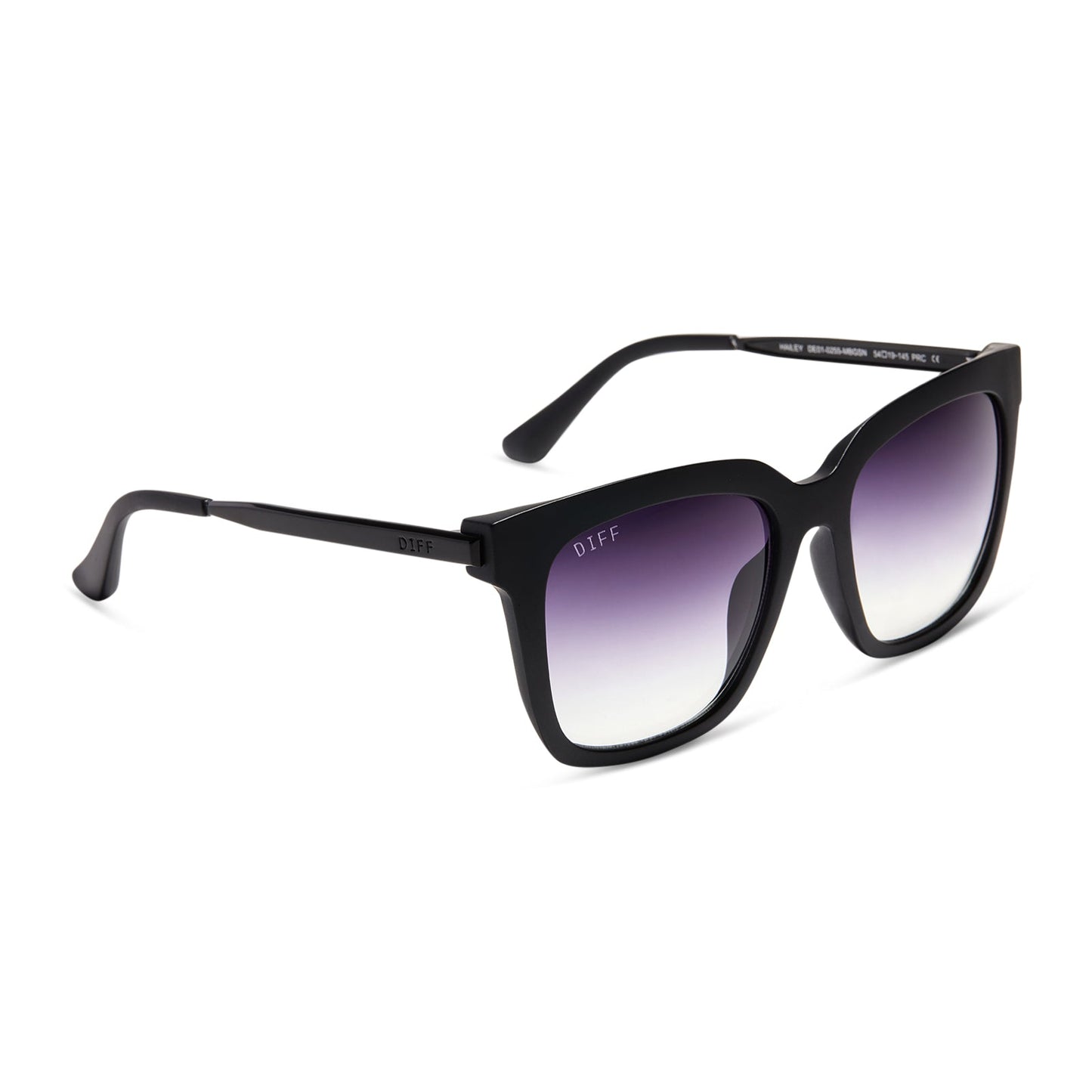 HAILEY - MATTE BLACK + SHARP GREY GRADIENT SUNGLASSES