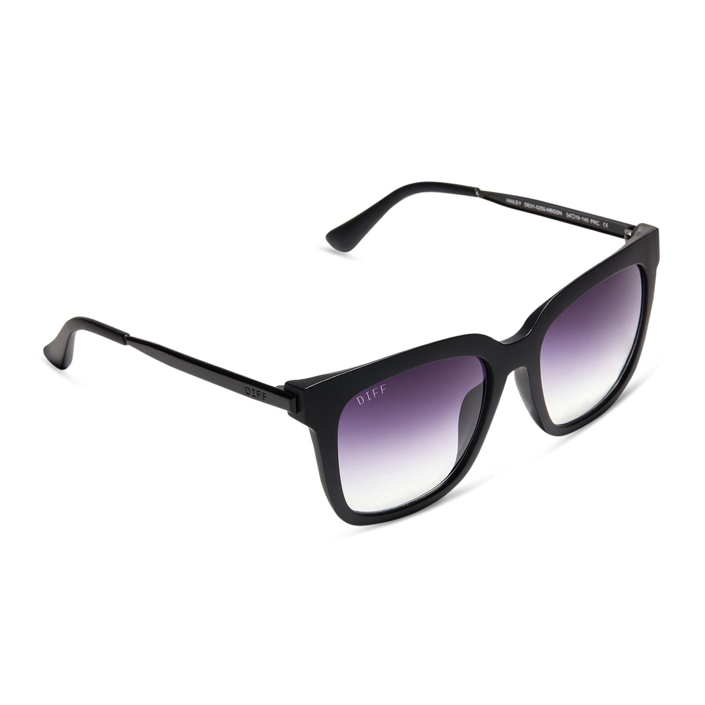 HAILEY - MATTE BLACK + SHARP GREY GRADIENT SUNGLASSES