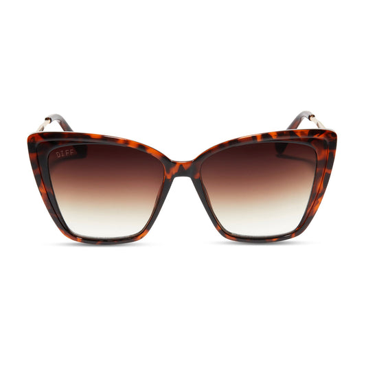 HEIDI - BLACK BROWN TORTOISE + BROWN GRADIENT SHARP SUNGLASSES