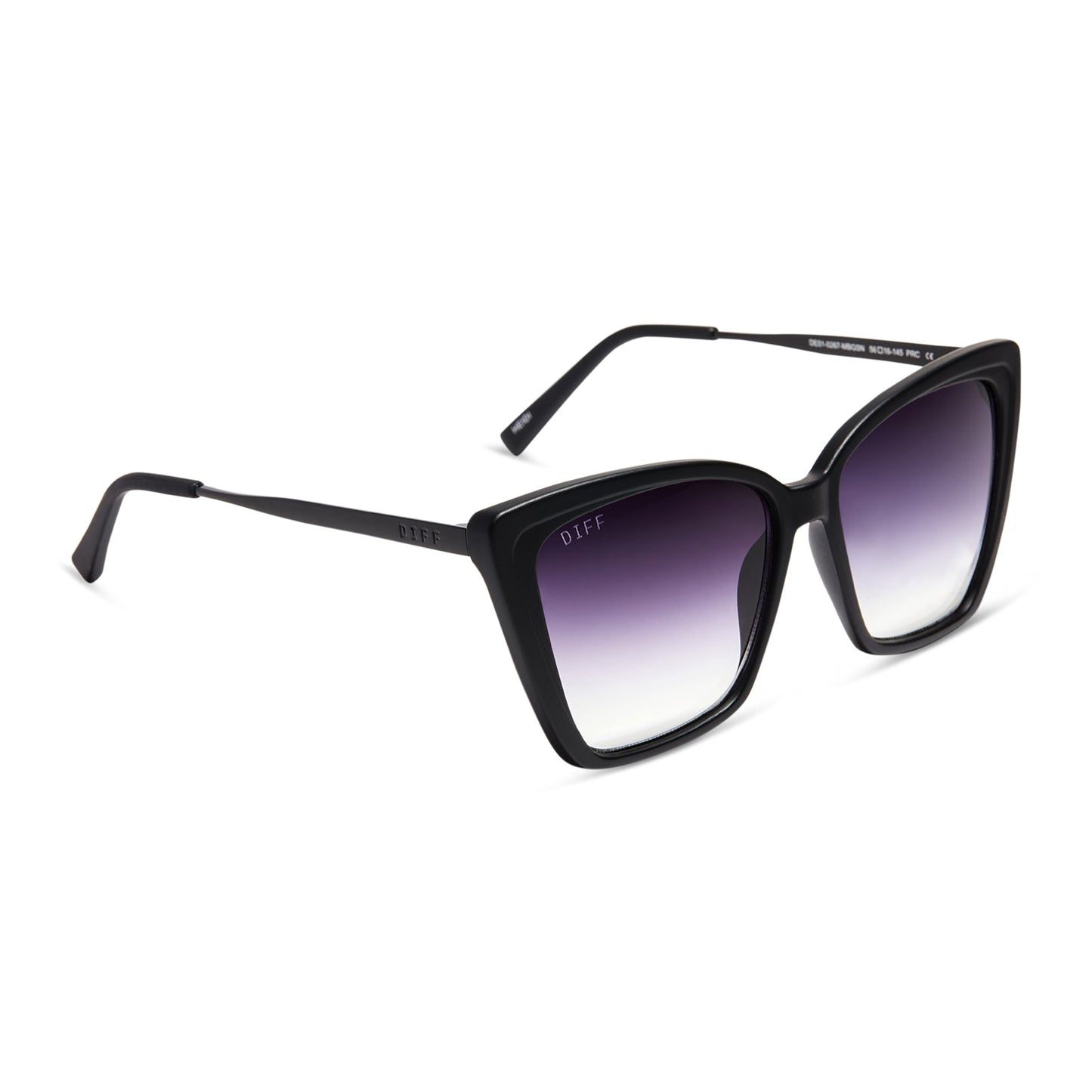 HEIDI - MATTE BLACK + GREY GRADIENT SHARP SUNGLASSES