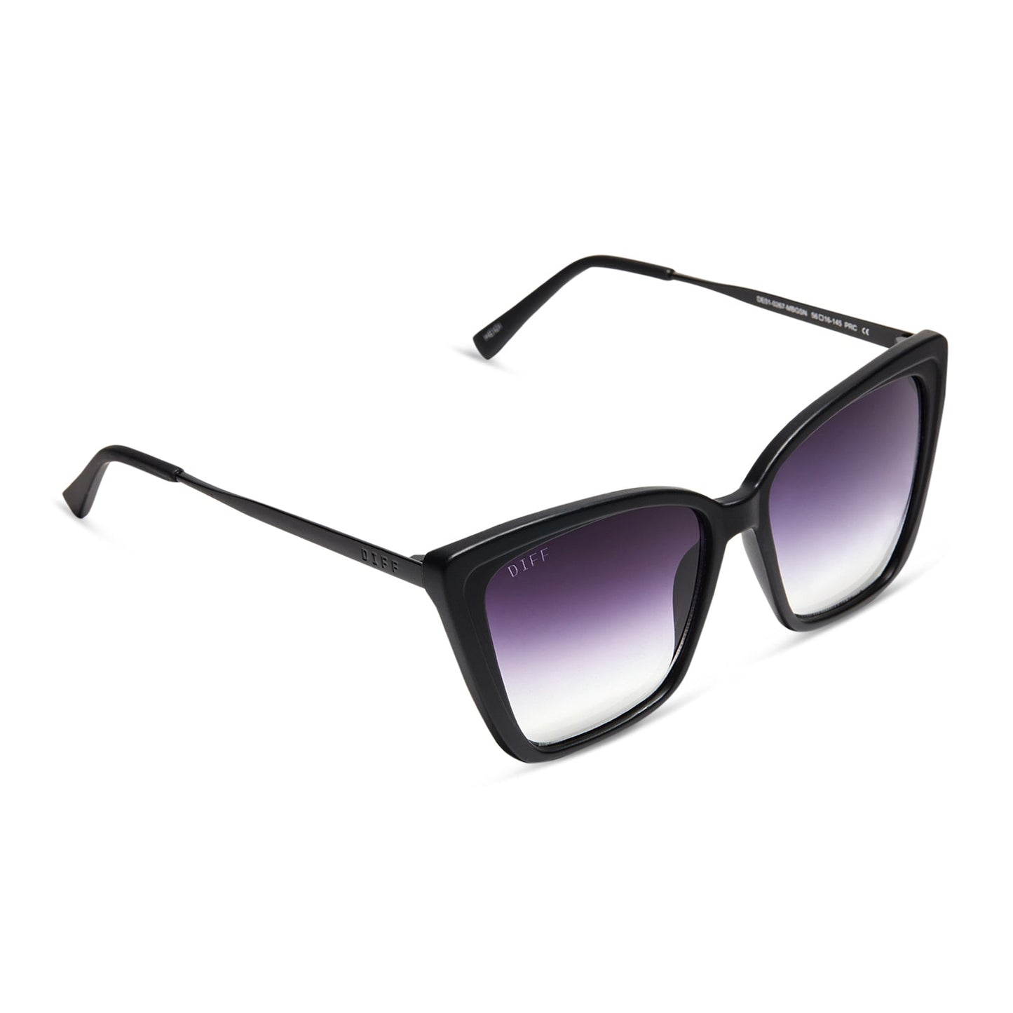 HEIDI - MATTE BLACK + GREY GRADIENT SHARP SUNGLASSES