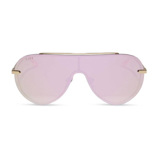 IMANI - GOLD + CHERRY BLOSSOM MIRROR SUNGLASSES