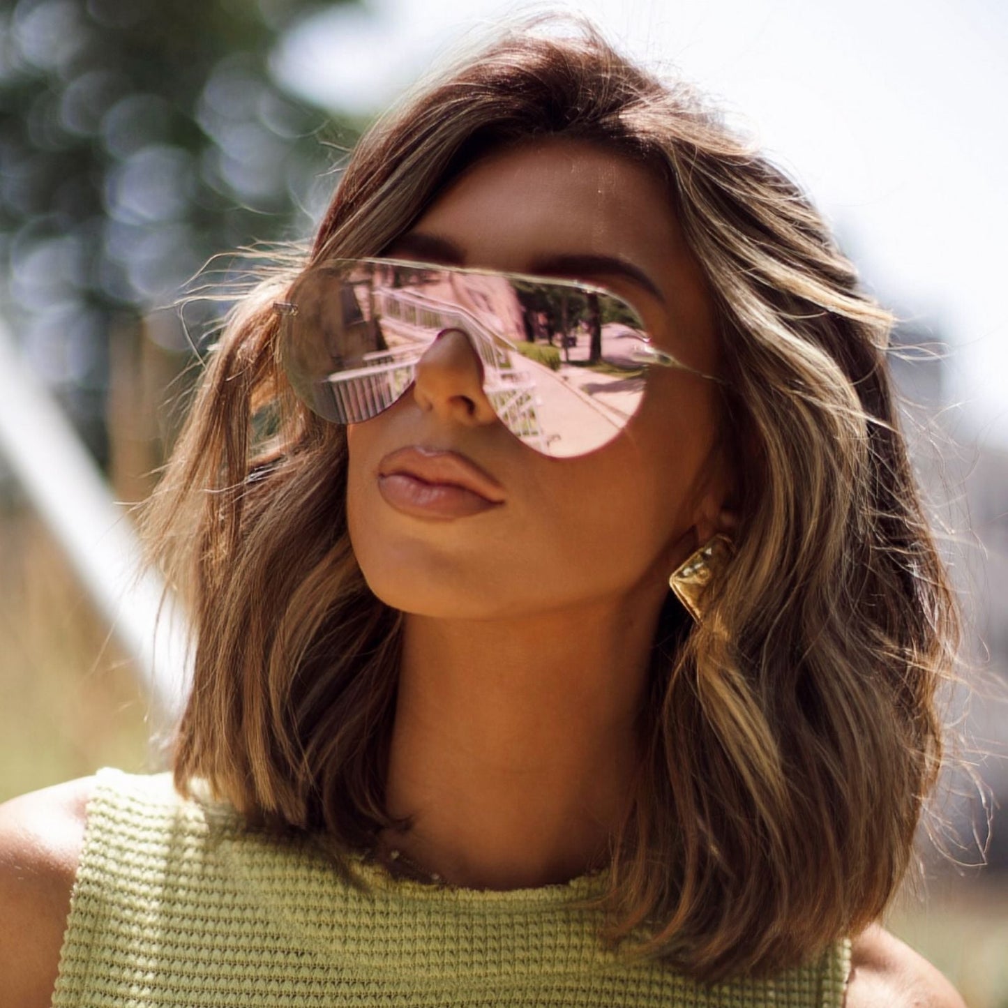 IMANI - GOLD + CHERRY BLOSSOM MIRROR SUNGLASSES