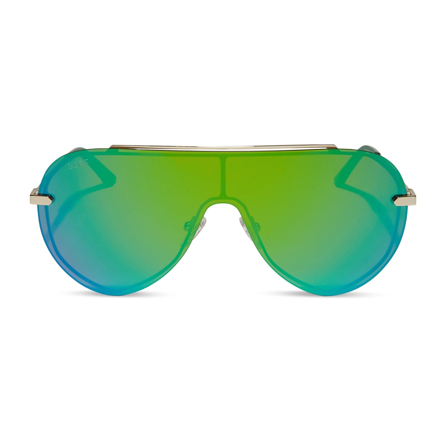 IMANI - GOLD + GREEN MIRROR SUNGLASSES