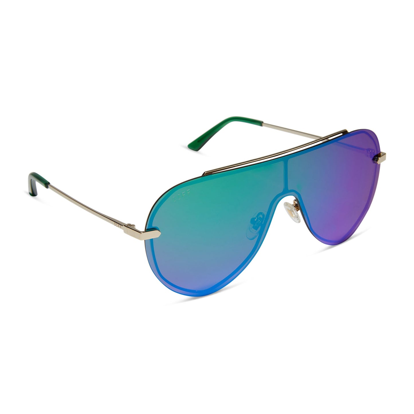 IMANI - GOLD + GREEN MIRROR SUNGLASSES