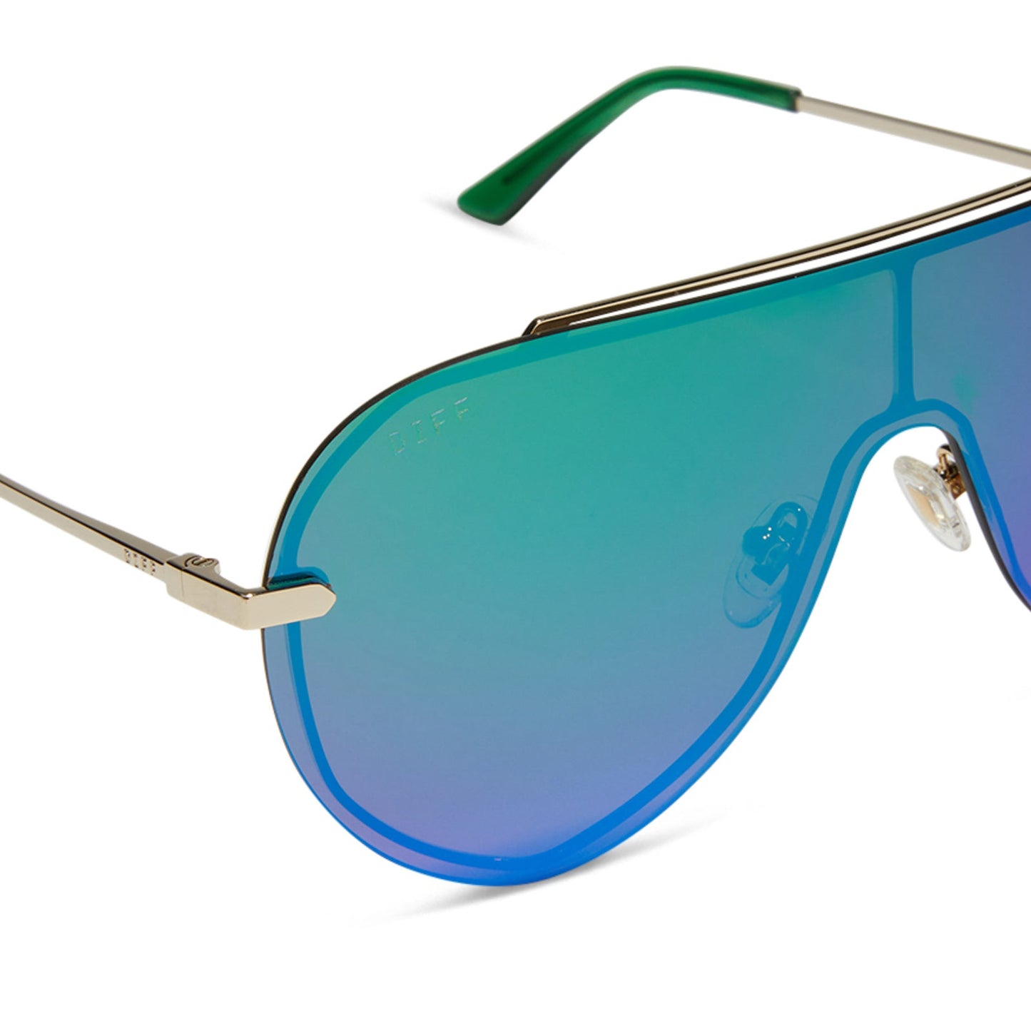 IMANI - GOLD + GREEN MIRROR SUNGLASSES