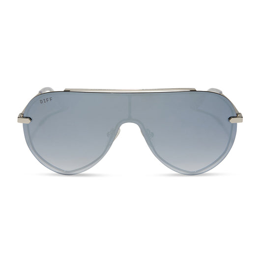 IMANI - SILVER + GREY GRADIENT WITH SILVER FLASH SUNGLASSES