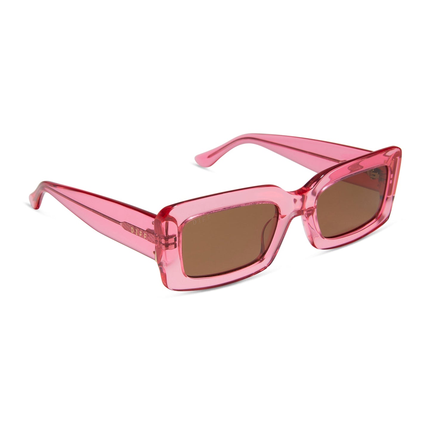 INDY - CANDY PINK CRYSTAL + BROWN SUNGLASSES