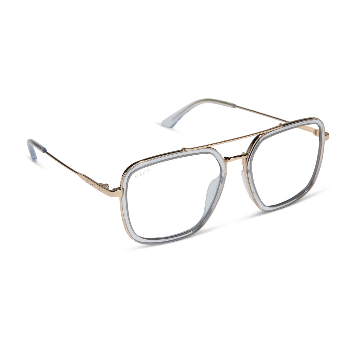 JORDAN - GOLD + CLEAR CRYSTAL TEMPLE TIPS + PRESCRIPTION GLASSES