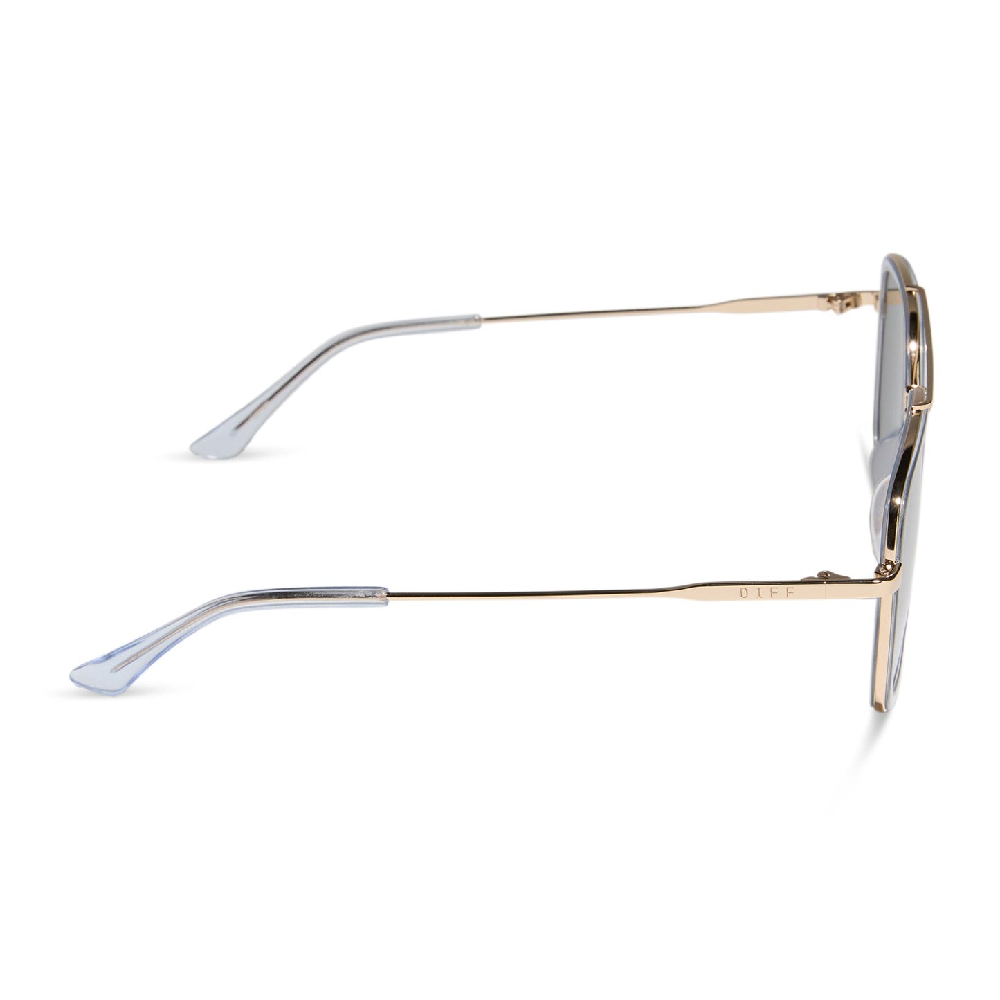 JORDAN - GOLD + CLEAR CRYSTAL TEMPLE TIPS + SILVER MIRROR SUNGLASSES