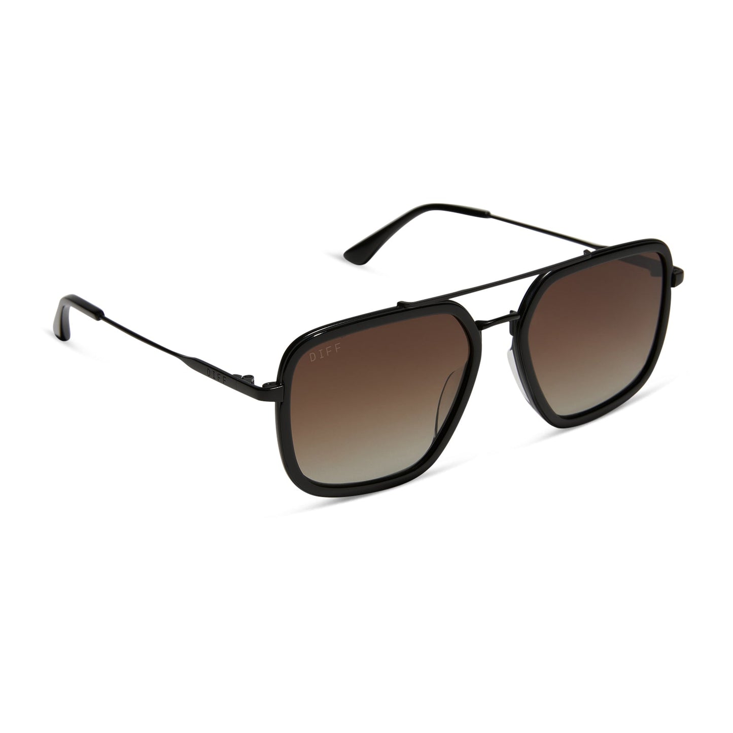 JORDAN - MATTE BLACK + BLACK TEMPLE TIPS + BROWN GRADIENT + POLARIZED SUNGLASSES