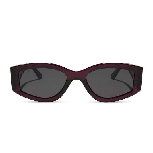 KAI - BURGUNDY CRYSTAL + GREY SUNGLASSES