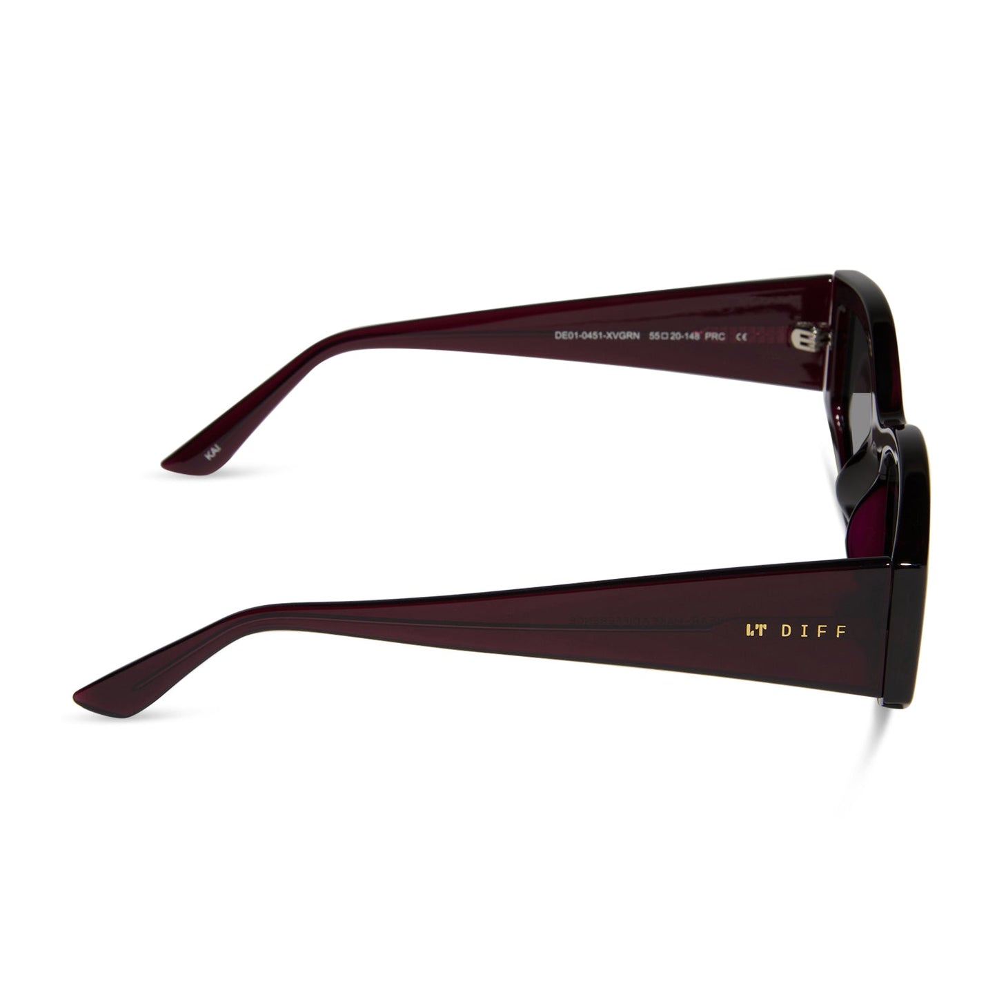 KAI - BURGUNDY CRYSTAL + GREY SUNGLASSES