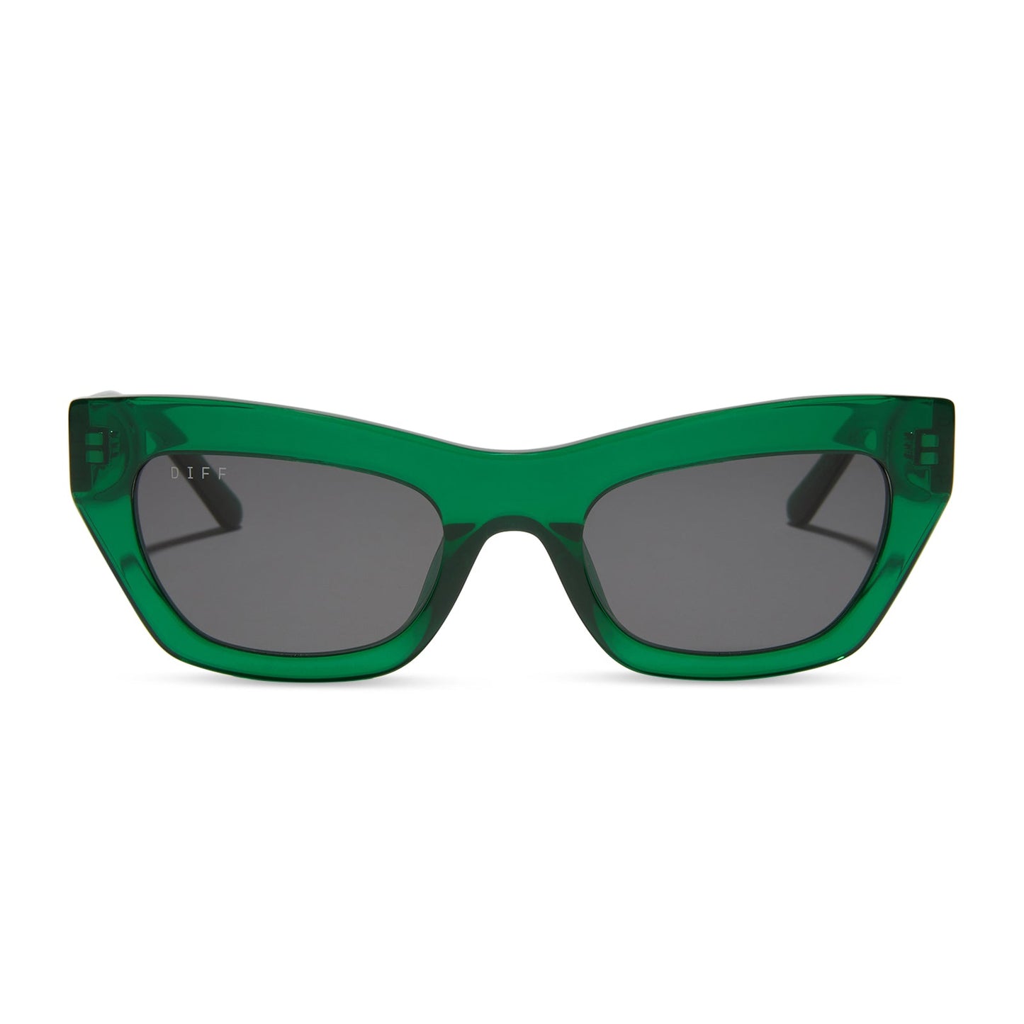 KATARINA - PALM GREEN CRYSTAL + GREY SUNGLASSES