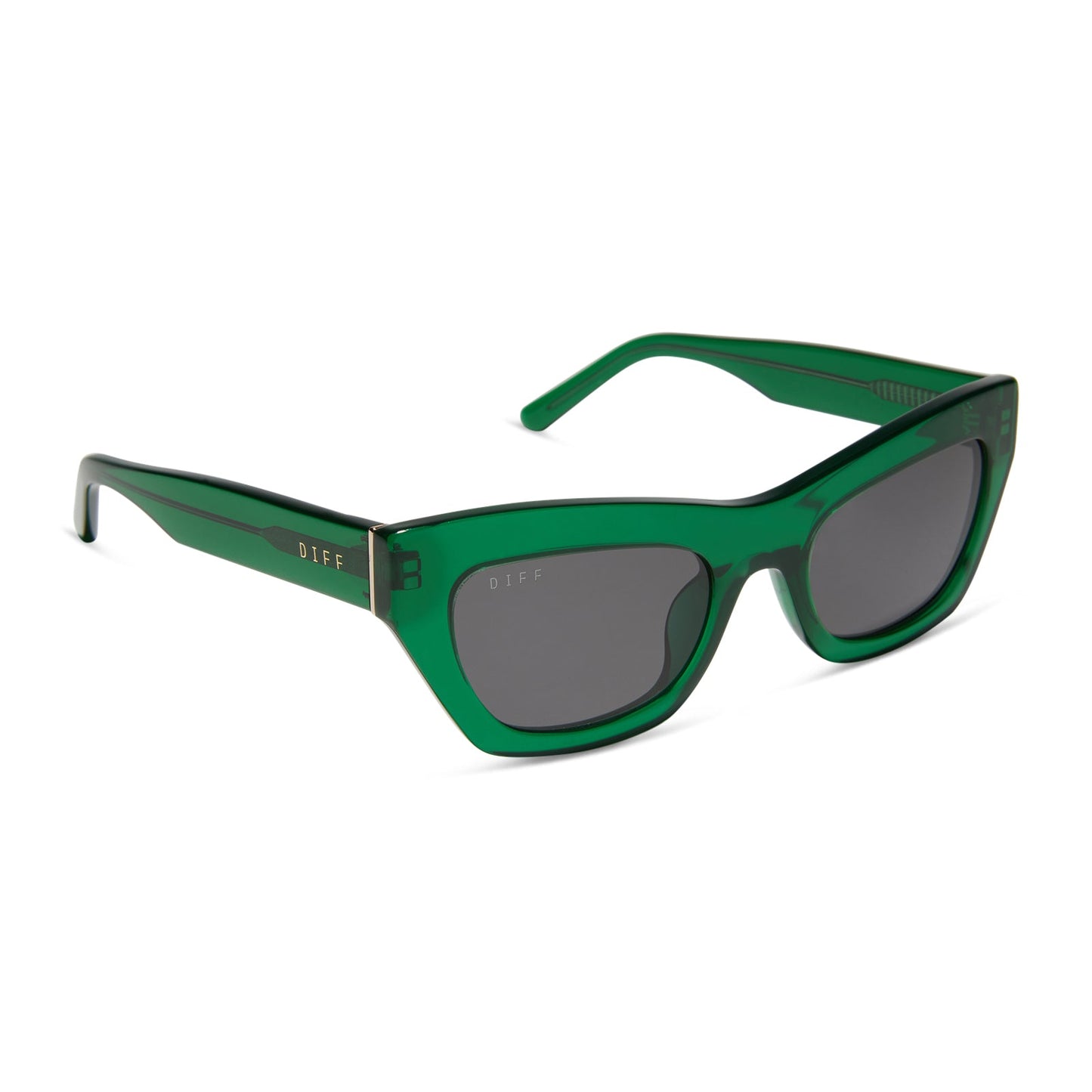 KATARINA - PALM GREEN CRYSTAL + GREY SUNGLASSES