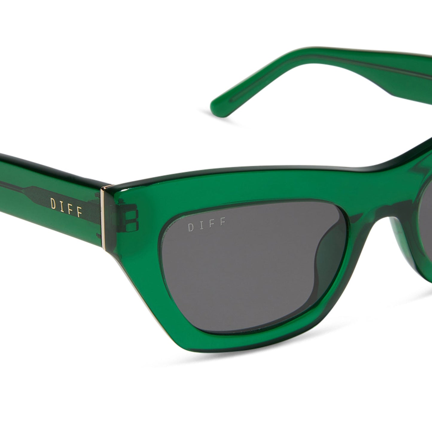 KATARINA - PALM GREEN CRYSTAL + GREY SUNGLASSES