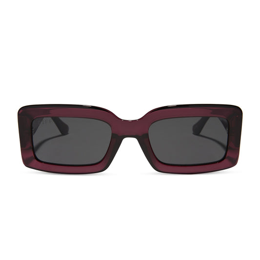 KATIE - BURGUNDY CRYSTAL + GREY SUNGLASSES