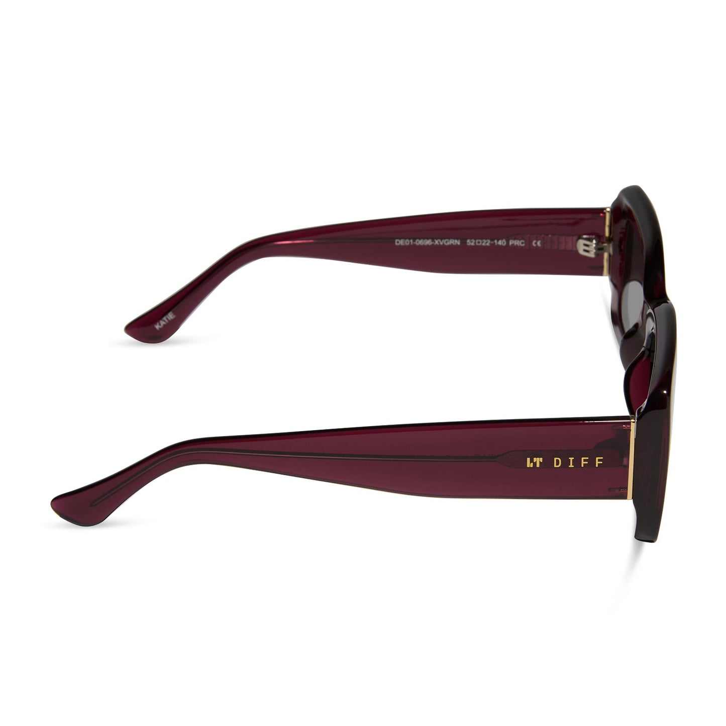 KATIE - BURGUNDY CRYSTAL + GREY SUNGLASSES