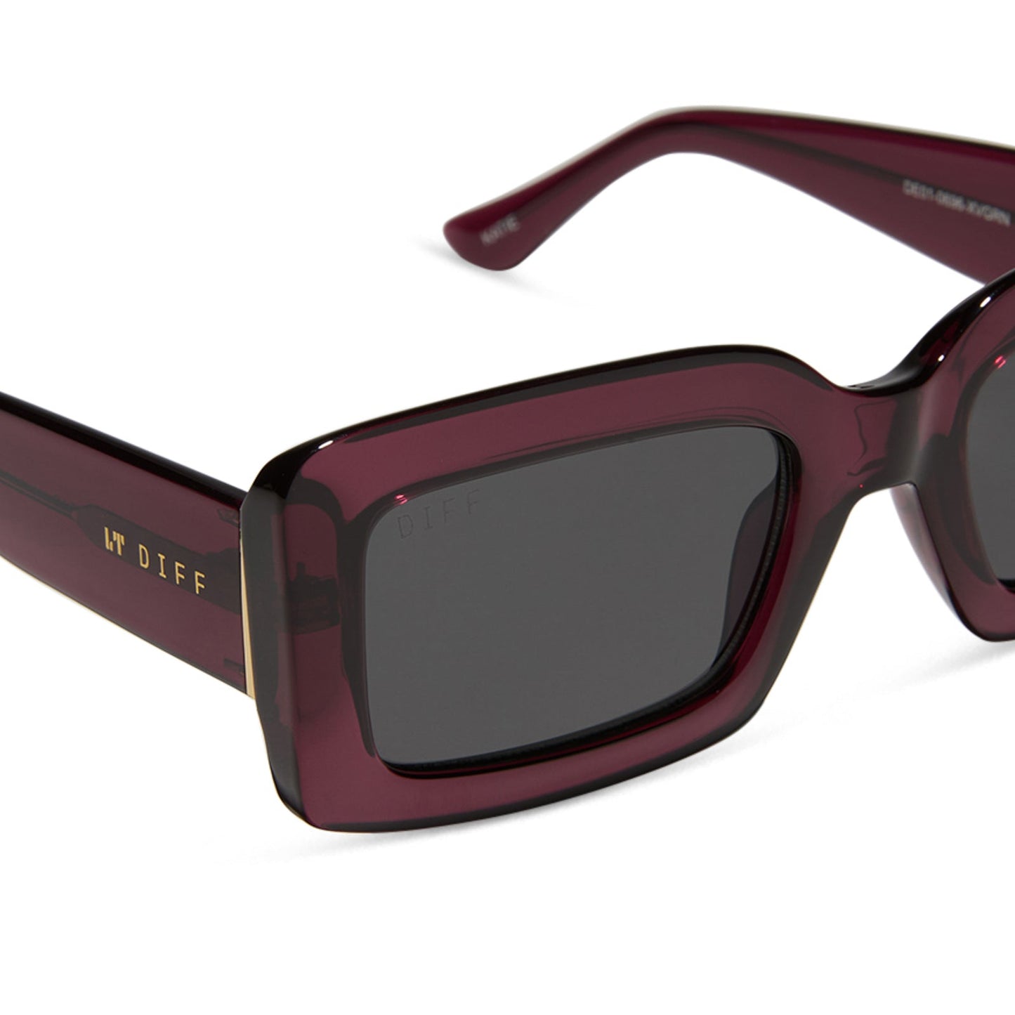 KATIE - BURGUNDY CRYSTAL + GREY SUNGLASSES