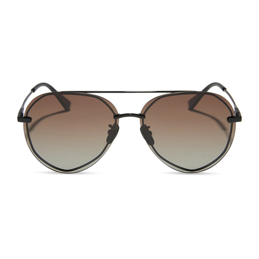 LENOX - BLACK + BLACK TEMPLE TIPS + BROWN GRADIENT + POLARIZED SUNGLASSES