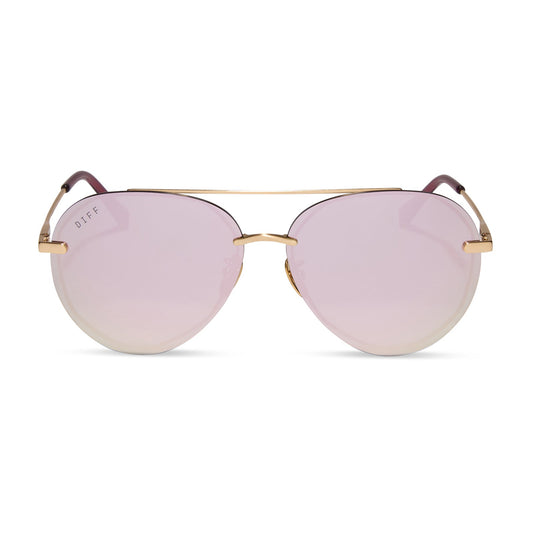 LENOX - BRUSHED GOLD + CHERRY BLOSSOM MIRROR SUNGLASSES