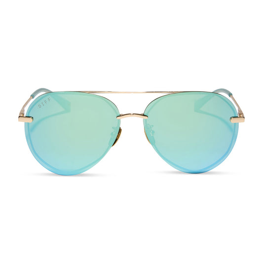 LENOX - GOLD + AQUATIC AWE MIRROR SUNGLASSES