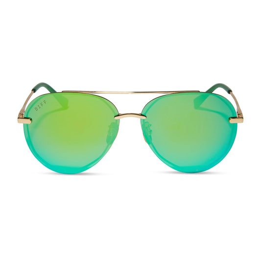 LENOX - GOLD + GREEN MIRROR SUNGLASSES