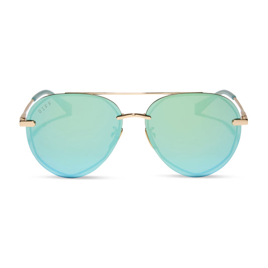 LENOX XS - GOLD + AQUATIC AWE MIRROR SUNGLASSES