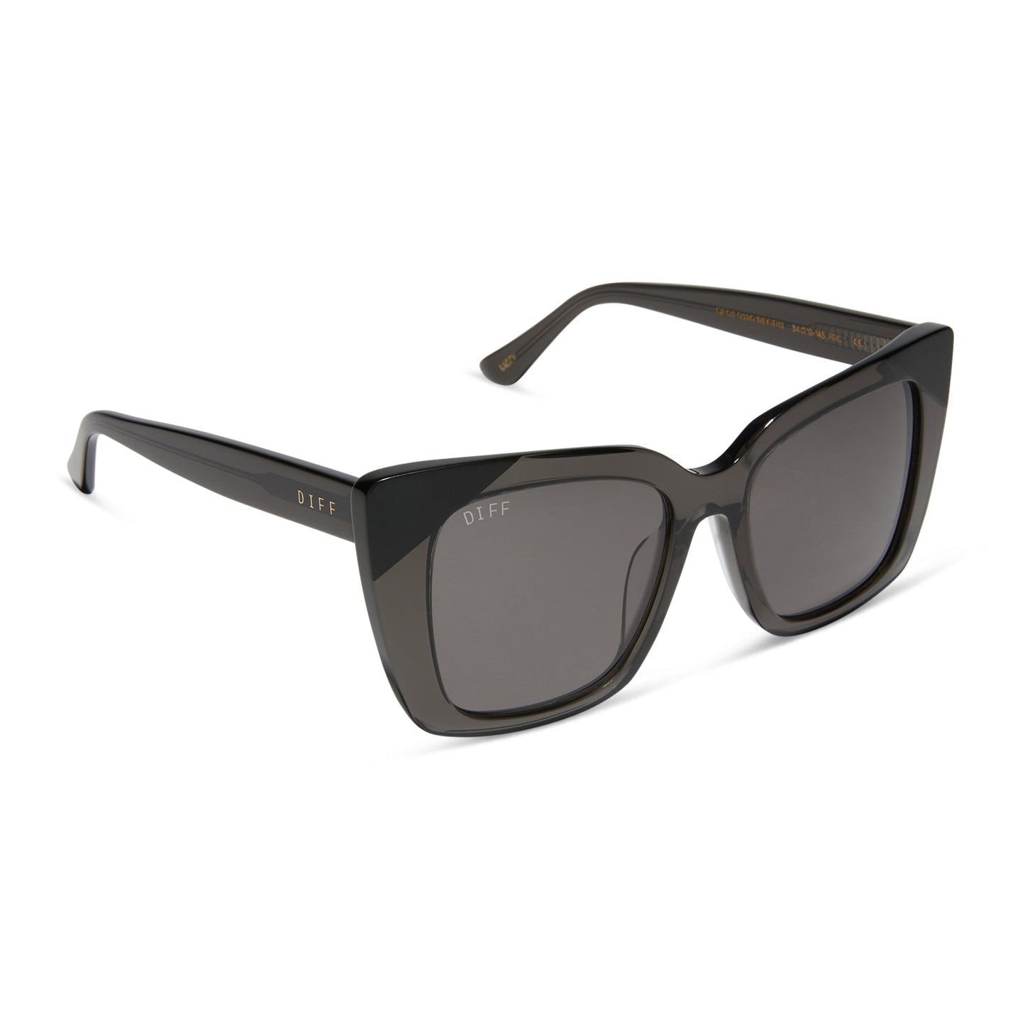 LIZZY - SMOKE CRYSTAL WITH MATTE BLACK + GREY SUNGLASSES