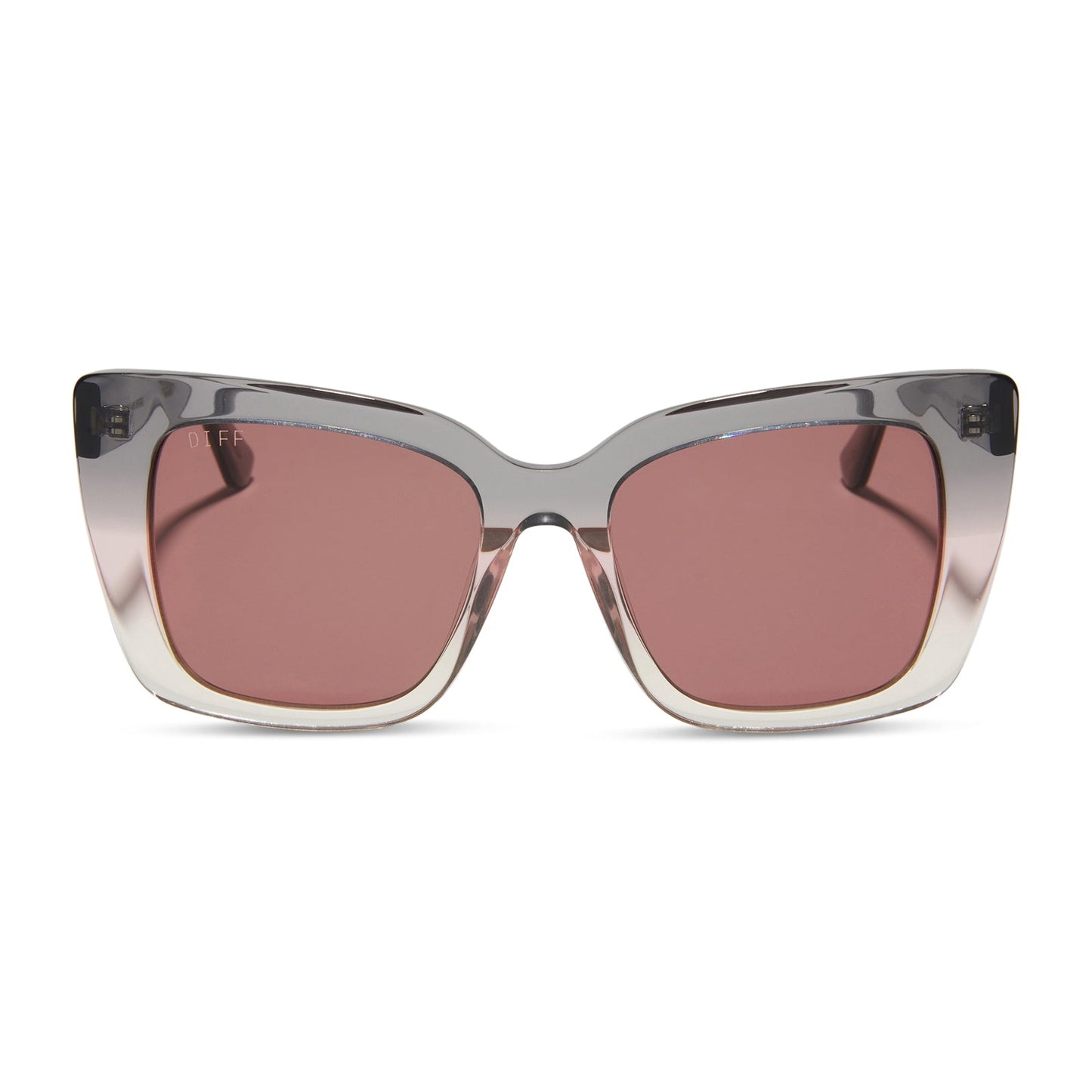 LIZZY - SMOKE ROSE CRYSTAL OMBRE + MAUVE SUNGLASSES