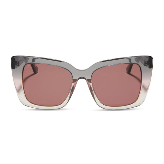 LIZZY - SMOKE ROSE CRYSTAL OMBRE + MAUVE SUNGLASSES