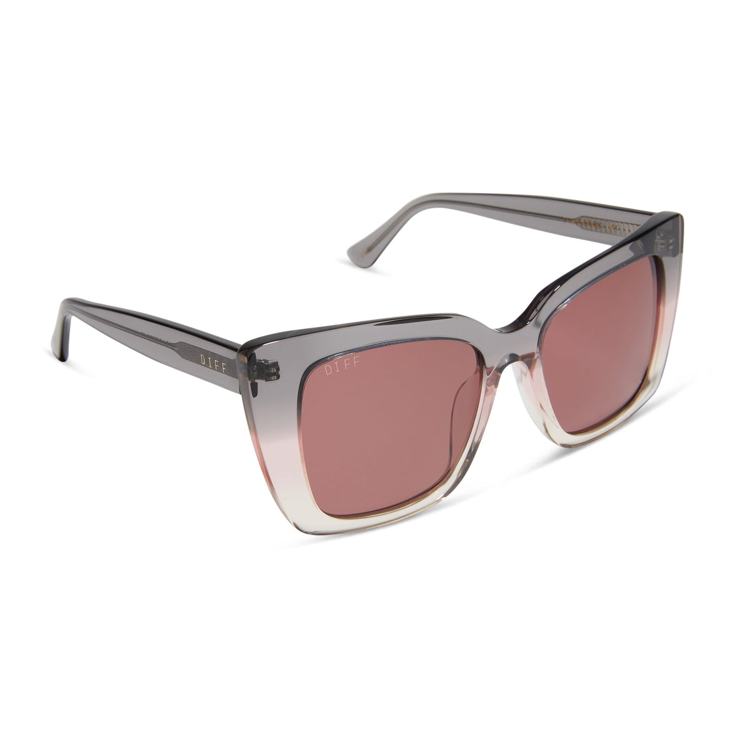 LIZZY - SMOKE ROSE CRYSTAL OMBRE + MAUVE SUNGLASSES