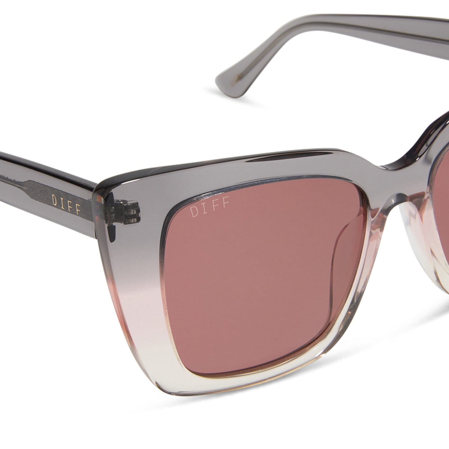 LIZZY - SMOKE ROSE CRYSTAL OMBRE + MAUVE SUNGLASSES