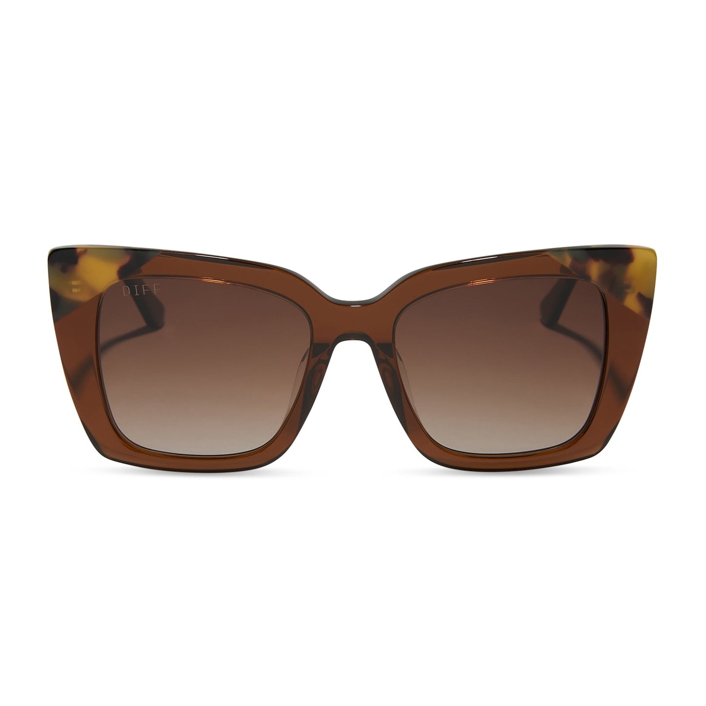 LIZZY - WHISKEY CRYSTAL W BROWN KOMBU TIPS + BROWN GRADIENT + POLARIZED SUNGLASSES