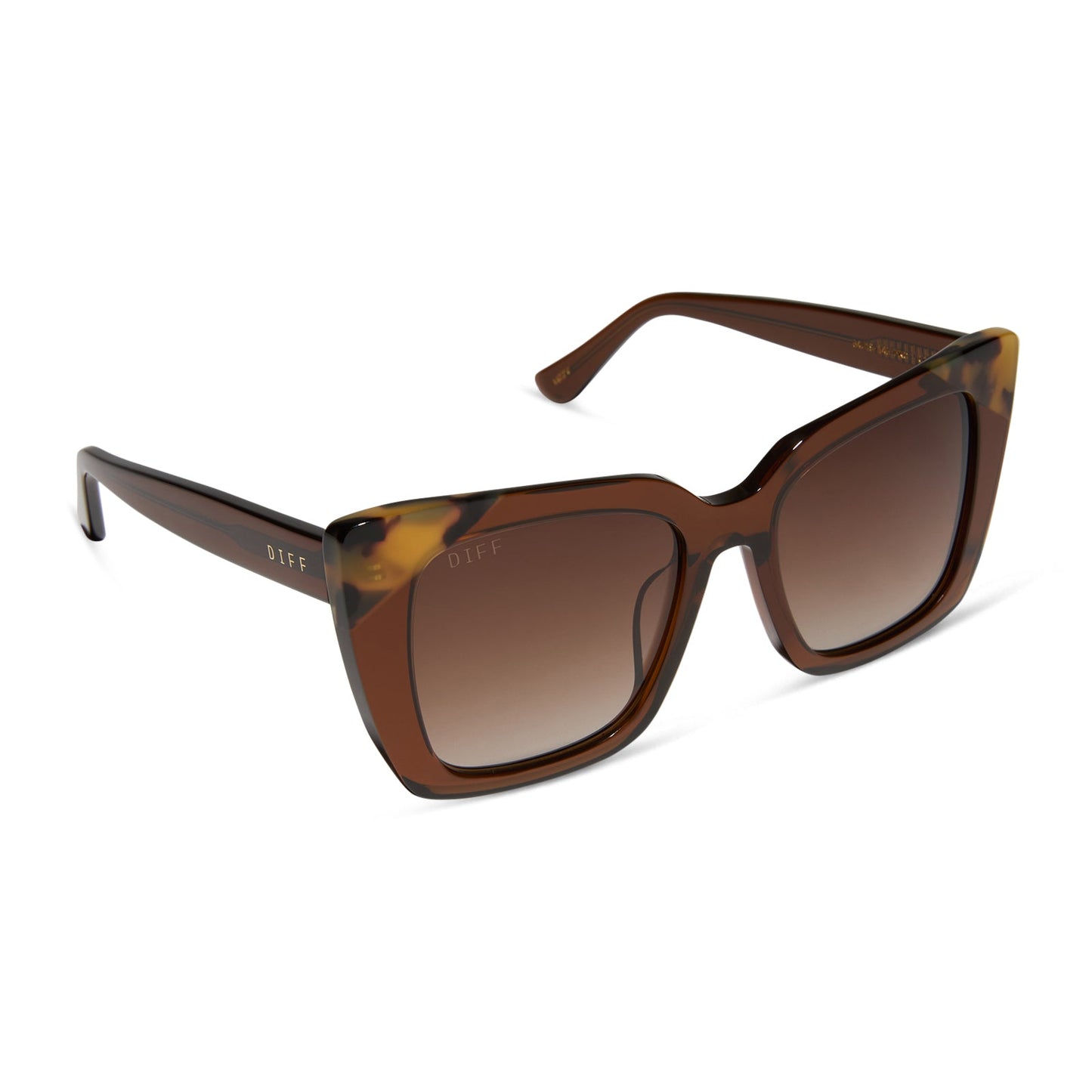 LIZZY - WHISKEY CRYSTAL W BROWN KOMBU TIPS + BROWN GRADIENT + POLARIZED SUNGLASSES