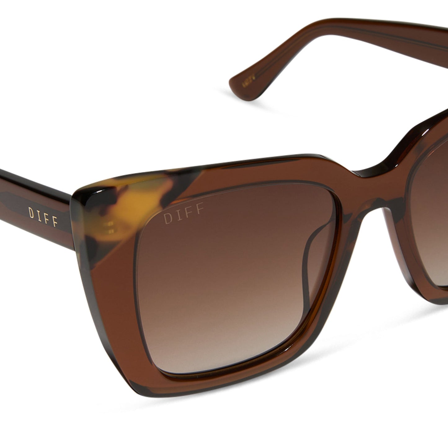 LIZZY - WHISKEY CRYSTAL W BROWN KOMBU TIPS + BROWN GRADIENT + POLARIZED SUNGLASSES