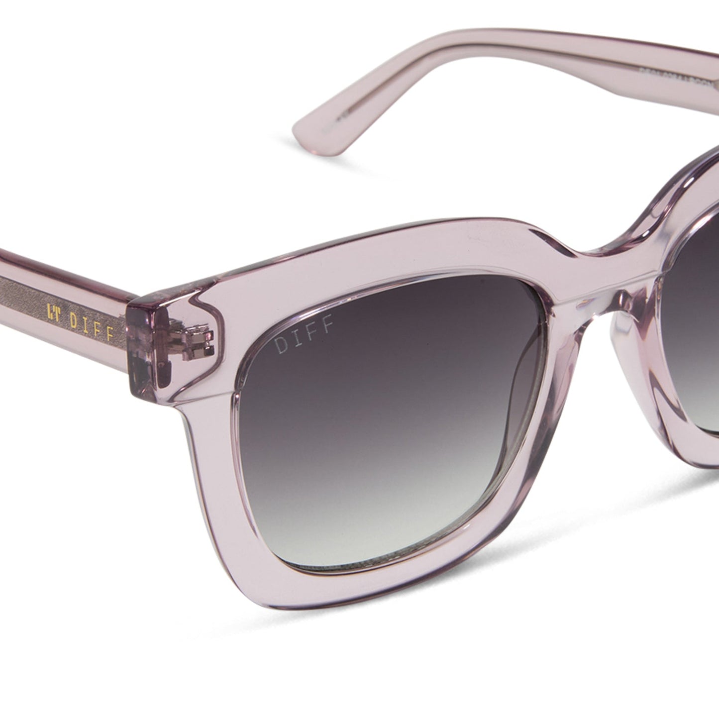 MAKAY - LIGHT PINK CRYSTAL + GREY GRADIENT SUNGLASSES