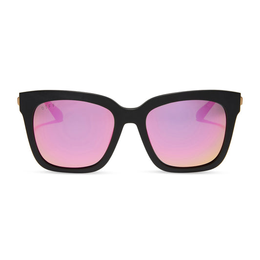 BELLA - MATTE BLACK + PINK MIRROR + POLARIZED SUNGLASSES