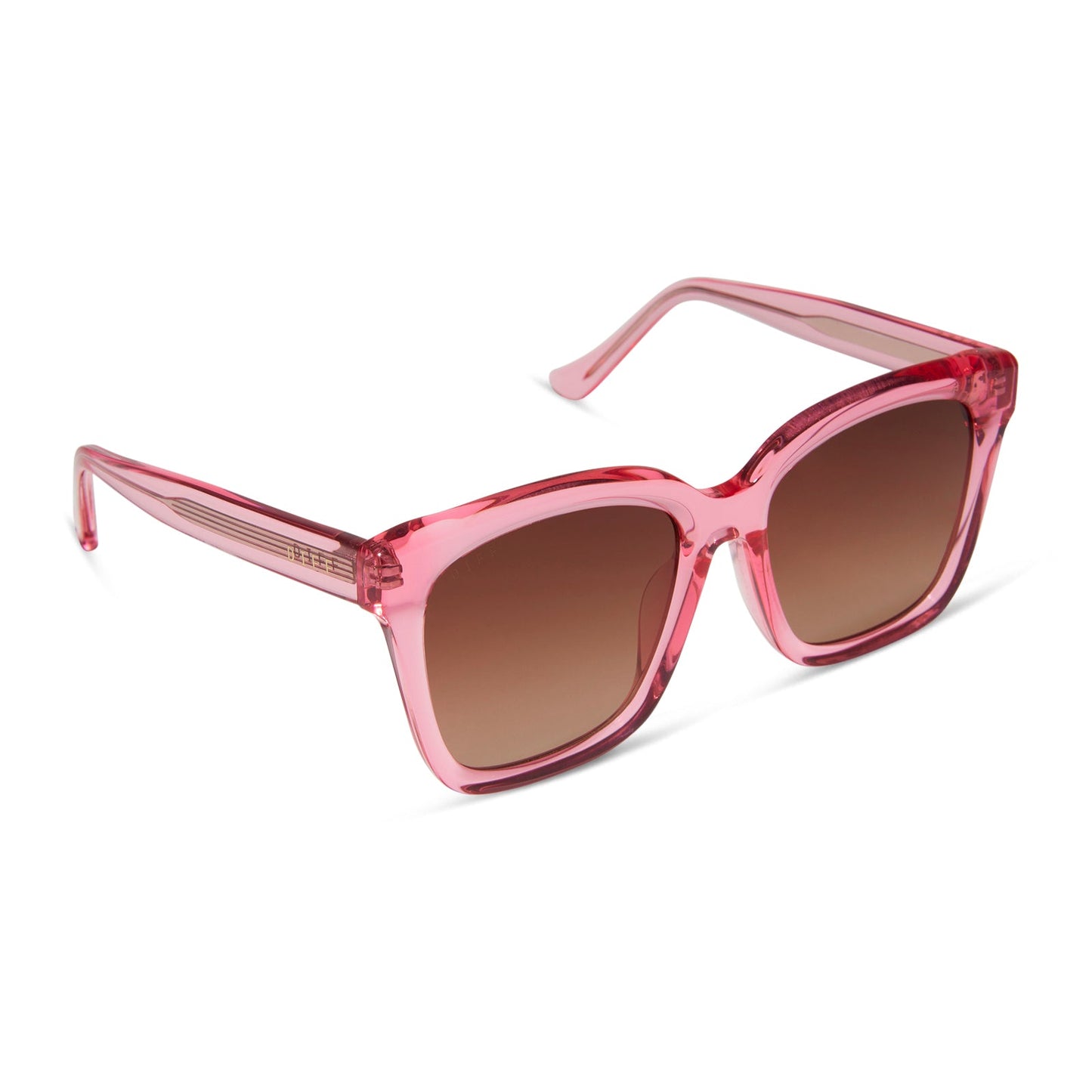 MEREDITH - CANDY PINK CRYSTAL + BROWN GRADIENT SUNGLASSES